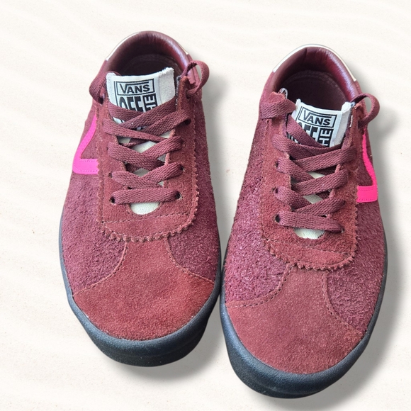 Vans Sport Low Top Suede Maroon Pink Stripe Women's Size 8 Sneakers Shoes - Picture 2 of 9
